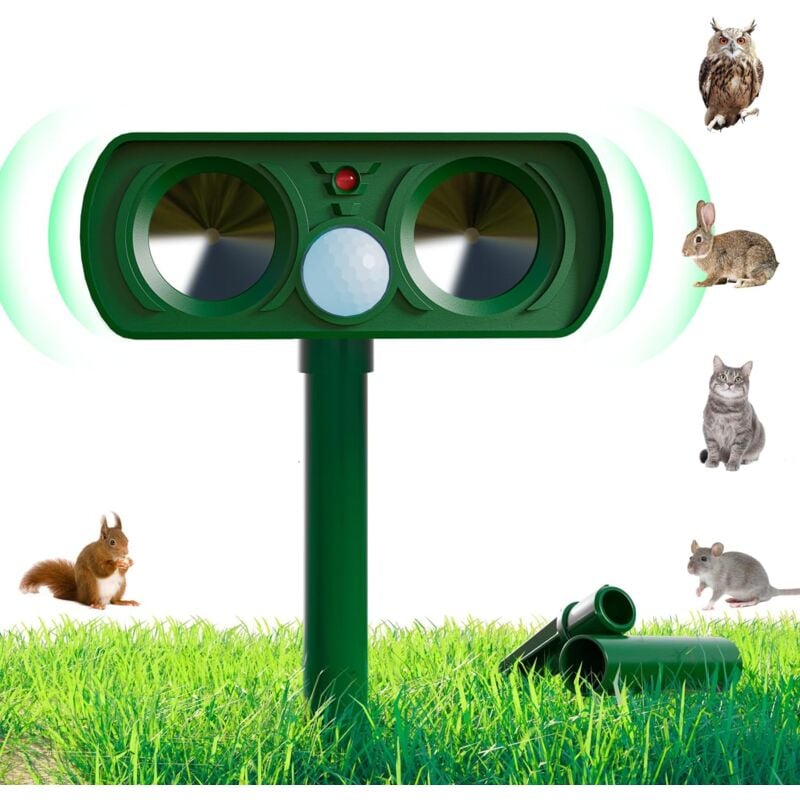 XVX - Répulsif Chat Ultrason à Energie Solaire, Répulsif pour Animaux à Ultrasons, Efficace Contre Les Chats, Chiens, Oiseaux, Renards, Rats