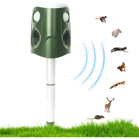 Répulsif Chat Ultrason, Répulsif à ultrasons Souris, Ultrasons pour Rats, Charge Solaire, Chargement USB Prévenir Les Souris et Les Chats, Les Oiseaux, pour Jardins, Champs, Pépinières