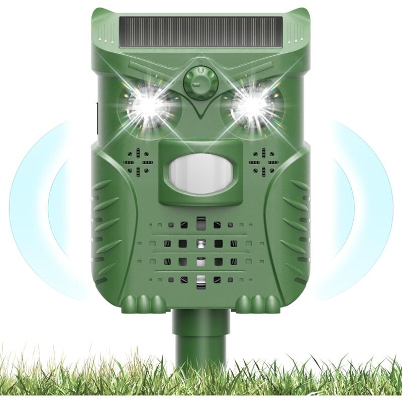 Répulsif Chat Ultrason, Repulsif Chat Solaire, Ultrason Extérieur Puissant et Étanche avec Capteur, Fréquence Réglable pour Repousser Les Chats