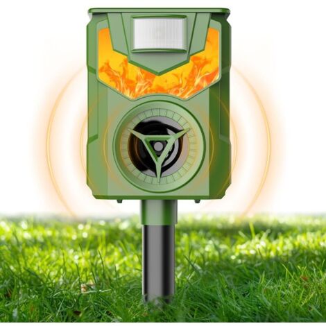 Repulsif Chat Ultrason, Répulsif pour Rongeurs Solaire，Modes de Charge Solaire et USB, pour Chats, Chiens, Oiseaux, Souris