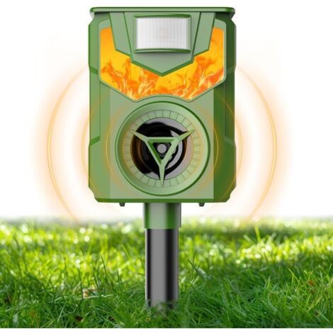 Repulsif Chat Ultrason, Répulsif pour Rongeurs Solaire，Modes de Charge Solaire et USB, pour Chats, Chiens, Oiseaux, Souris