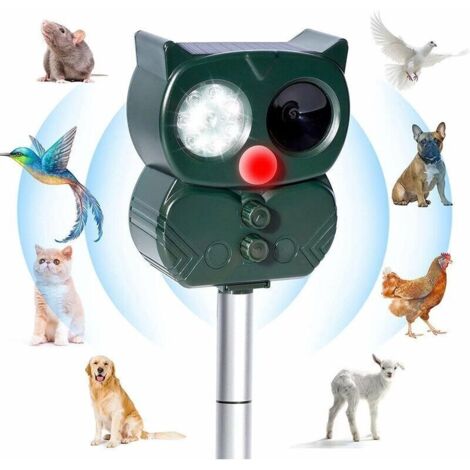 Répulsif Chat Ultrason Solaire Exterieur Répulsif Animaux Fréquence Réglable Répulsif à Ultrason Sonore Imperméable Prévenir Chiens Chats Fox Squirrels Souris pour Jardins, Champs, Pépinières