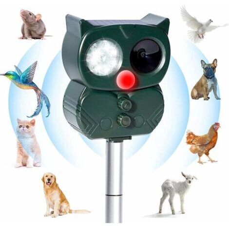 Répulsif Chat Ultrason Solaire Exterieur Répulsif Animaux Fréquence Réglable Répulsif à Ultrason Sonore Imperméable Prévenir Chiens Chats Fox Squirrels Souris pour Jardins, Champs, Pépinières