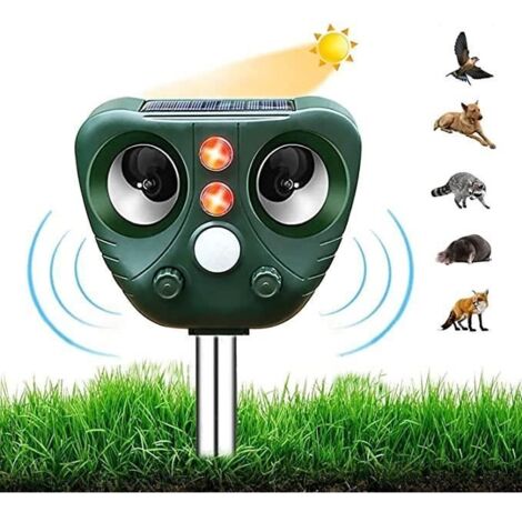 Répulsif Extérieur pour Chats, Ultrason Anti-Chat, Répulsif pour Chiens, Alimentation Solaire, Chargement USB pour Éloigner Chiens,