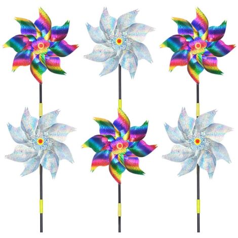 Répulsif Oiseaux, 6PCS Réfléchissant Moulin à Vent Effaroucheurs, Moulin à Vent Réfléchissant Anti-Oiseaux, Moulins à Vent Jardin Exterieur, Effaroucheur Oiseaux Decoration, pour Le Verger Ferme