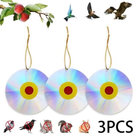 Répulsif Oiseaux, Pendentif Disque Réfléchissant Double Face, Effaroucheur d'Oiseaux, Épouvantail Anti-Oiseaux pour Cour et Toit