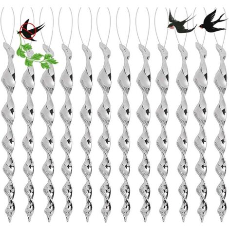 Répulsif Oiseaux,12 Pcs Effaroucheur Oiseaux,Répulsifs Oiseaux Reflechissants,30 cm Barre Oiseaux,360 Degrés Repulsif Oiseaux,pour Potager,Balcon, Arbres Fruitiers