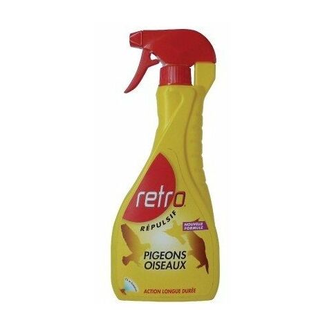 Répulsif pigeons et oiseaux spray 750 ml – Utilisation intérieure et extérieure – Matériaux résistants et durables – Retro