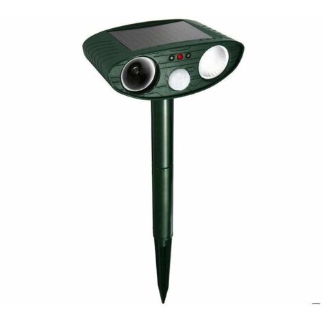 Répulsif pour Animaux - Repulsif Chat Ultrasonique à énergie Solaire - Chasse Taupe - Lumière LED - Étanche - Détecteur de Mouvement - Anti Chien Chat Pigeons Écureuil Loir Oiseaux de Jardin Cour Cha-