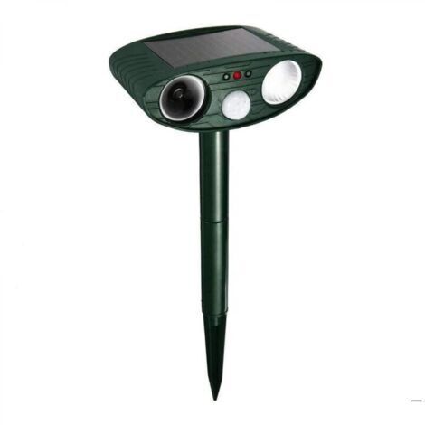Répulsif pour Animaux, Repulsif Chat Ultrasonique à énergie Solaire Chasse Taupe Lumière LED Étanche Détecteur de Mouvement Anti Chien Chat Pigeons Écureuil Loir Oiseaux de Jardin Cour Champ Ferme