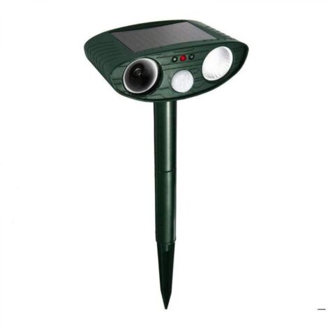 Répulsif pour Animaux, Repulsif Chat Ultrasonique à énergie Solaire Chasse Taupe Lumière LED Étanche Détecteur de Mouvement Anti Chien Chat Pigeons Écureuil Loir Oiseaux de Jardin Cour Champ Ferme