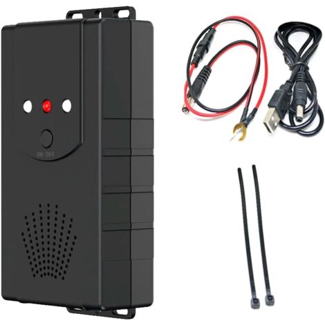 Répulsif pour animaux, rongeurs, pour le compartiment moteur sous la voiture, avec flash LED, prend en charge 3 méthodes d'alimentation pour voiture, camion, camionnette, intérieur, entrepôt