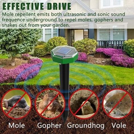 Répulsif pour Anti Taupe Ultrason Solaire 8 pièces avec IP65 Imperméable, À Utiliser à l'extérieur ou dans Le Jardin pour