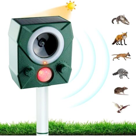 Répulsif pour chat extérieur 1pc vert, répulsif pour chat à ultrasons, répulsif pour chien, chargement solaire, chargement USB, prévenir les chiens et les chats, les oiseaux, pour le jardin, le répuls