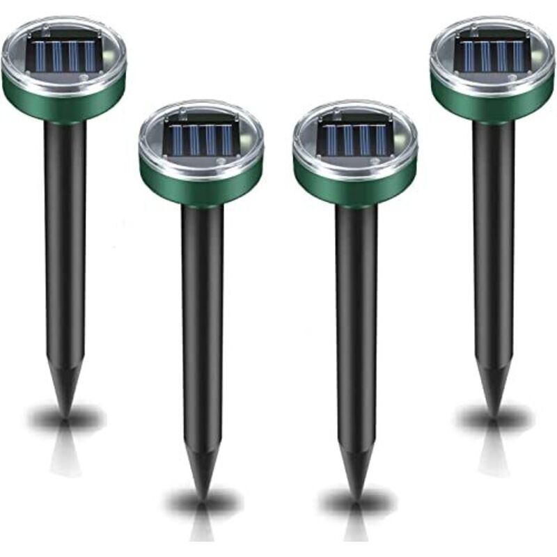 Odipie - Répulsif professionnel anti taupes, lot de 4, anti taupes, anti campagnols, ultrasonique, solaire