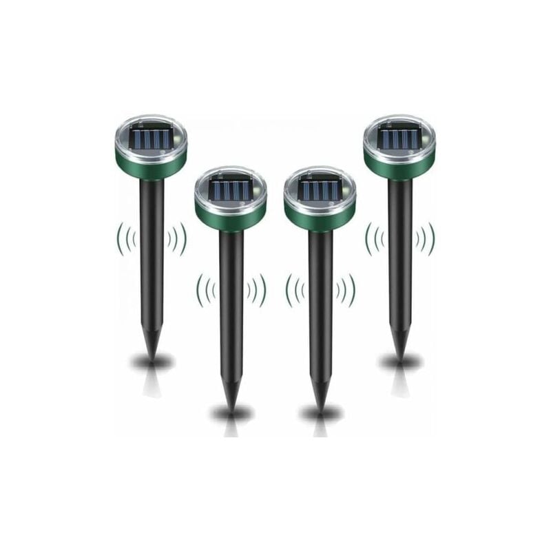 SNQ - Répulsif solaire à ultrasons pour rats, 4 pièces, Anti-rongeur, étanche IP65, répulsif pour rats de jardin