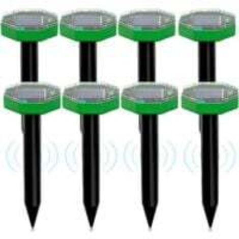 Répulsif solaire à ultrasons pour souris, lot de 8, répulsif solaire d'extérieur pour repousser les taupes et autres rongeurs des jardins et des pelouses