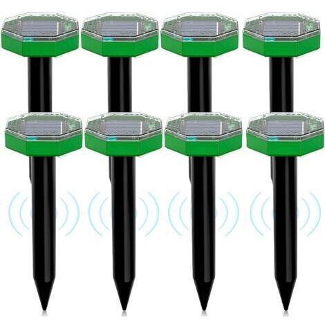 Répulsif solaire à ultrasons pour souris, lot de 8, répulsif solaire d'extérieur pour repousser les taupes et autres rongeurs des jardins et des pelouses