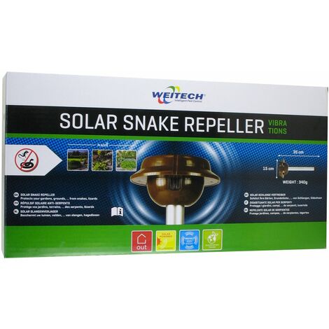 Répulsif solaire anti-serpents et lézards – Couverture 450 à 650 m² – Panneau solaire intégré – Vibrations pour éloigner les reptiles – Weitech