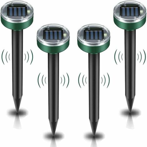 Répulsif solaire contre les taupes, 4 pièces répulsif à ultrasons contre les nuisibles - Lutte contre les taupes avec IP65 imperméable à leau, répulsif pour les taupes de jardin Mole Repellent