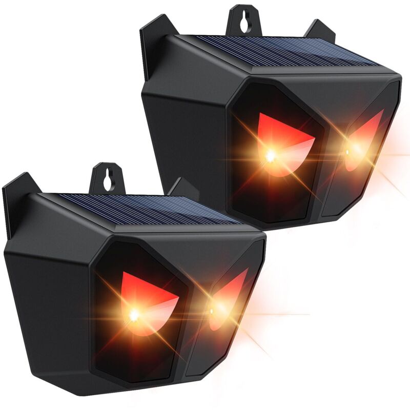 Répulsif solaire nocturne pour animaux sauvages avec lumières LED rouges - Répulsif pour animaux sauvages - Imperméable - Pour jardin, cour, ferme,