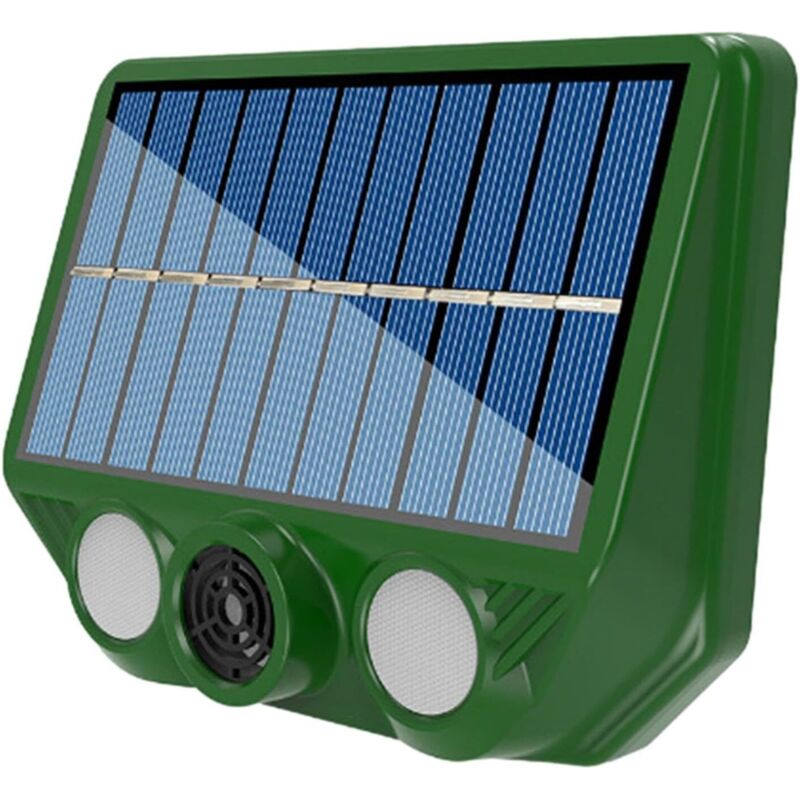 Répulsif solaire pour animaux – Répulsif pour oiseaux, écureuils Dissuasion à ultrasons d'extérieur avec détecteur de mouvement, lampes clignotantes