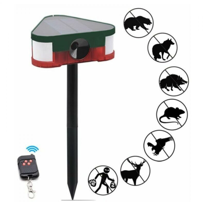 Répulsif solaire pour souris, répulsif ultrasonique pour animaux, éloigne les sangliers, les souris, alarme lumineuse avec télécommande