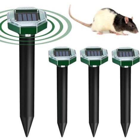 Répulsif Solaire pour Taupe 4 pièces Répulsif Taupe Solaire, Repulsif Souris et Rats Ultrason, Anti Souris Ultrason pour Repousser Taupes, Campagnols et Gaufres (Octogone)