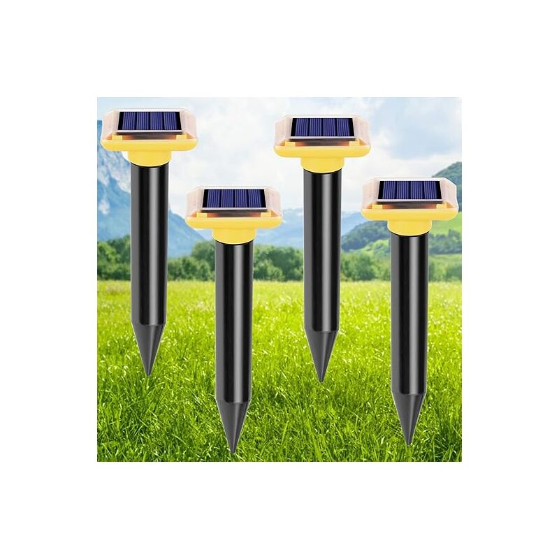 Linghhang - Répulsif Taupe Solaire à Ultrason 4 Pièces Répulsifs Anti-Taupes IP66 Imperméable Répulsif Serpent Ultrason Anti Rongeurs