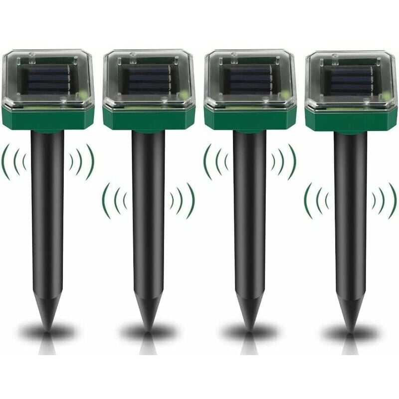 Start - Répulsif Taupe Solaire à Ultrason, Lot de 4 Répulsif Solaire pour Anti Taupe, IP65 imperméable Rrépulsif Souris Repeller Exterieur pour Anti