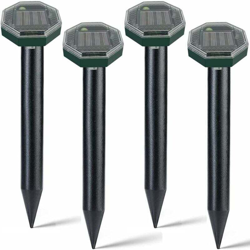 Dpzo - Répulsif Taupe Ultrason Solaire, Lot de 4, Anti-Taupe et Serpent, IP65 pour Lutte Antiparasitaire de Jardin