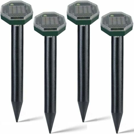 Répulsif Taupe Ultrason Solaire, Lot de 4, Anti-Taupe et Serpent, IP65 pour Lutte Antiparasitaire de Jardin