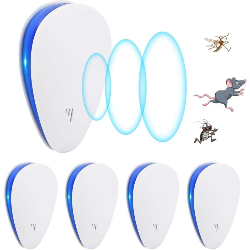 Répulsif Ultrason Anti Moustiqueé, Repulsif Moustique, Répulsif Ultrason Souris 4 Paquets, Ultrason Anti Moustique Ultrason Souris et Rats, Répulsif