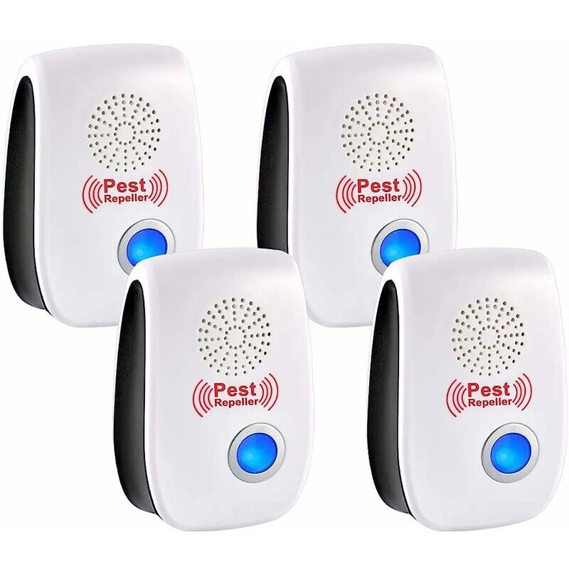 Fei Yu - Répulsif Ultrason Anti-Rongeurs Insectes, 4 Paquets Répulsif Antiparasitaire à Ultrasons Repulsif Anti Mouches Electrique pour Occasions