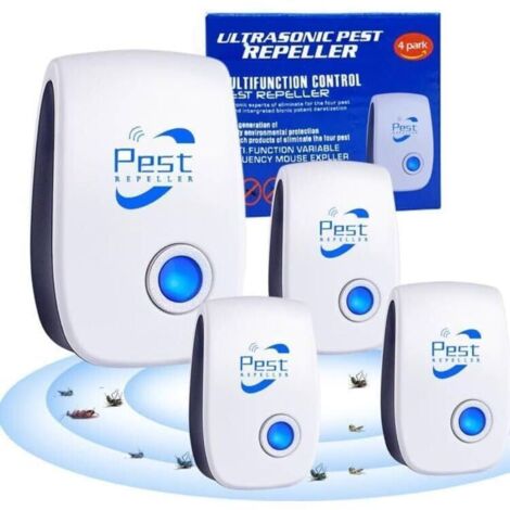 Répulsif Ultrason Anti-Rongeurs Insectes, 4 Pcs Ultrason Anti Moustique Ultrason Souris et Rats, Intérieur Répulsif Électronique Insectes pour Souris, Rats Fourmis Araignées Moustiques