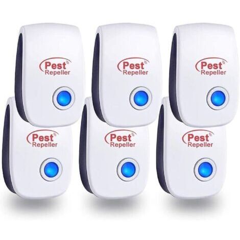 Répulsif Ultrason Anti-Rongeurs Insectes 6 Pack, Répulsif Électronique Insectes Intérieur,Ipour moustiques/cafards/Souris/araignées/Mouches NPTERBL