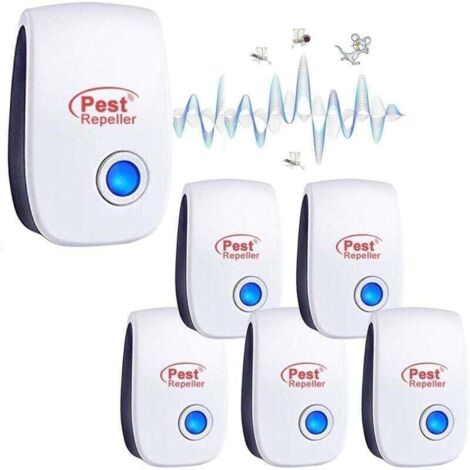 Répulsif Ultrason Anti-Rongeurs Insectes, XU, 6 pcs Ultrason Anti Moustique Ultrason Souris et Rats, Intérieur Répulsif Électronique Insectes pour Souris, Rats Fourmis Araignées Moustiques --Crezuo
