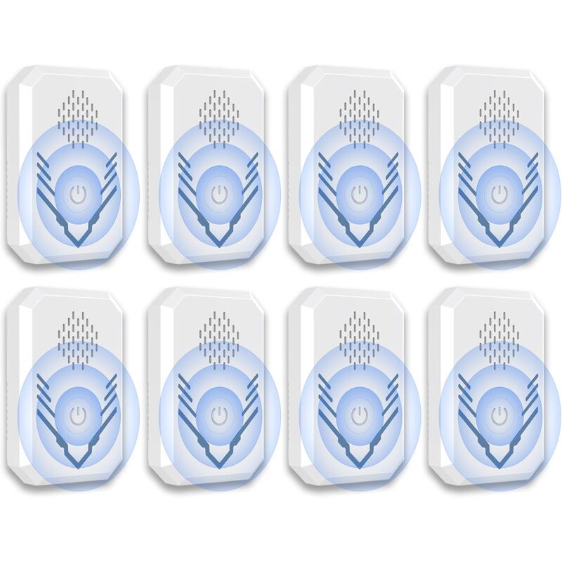 Repulsif Ultrason Souris et Rats 8 Pièces, Anti Souris Rats,Anti Moustique, Sûr et Économe en Énergie, Repulsif Ultrason pour Rat,Souris,