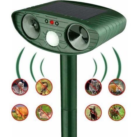 Répulsif Ultrasonique pour Animaux, Repousse Chats, Chiens, Oiseaux et Visons, Solaire, Idéal pour le Jardin (Vert)