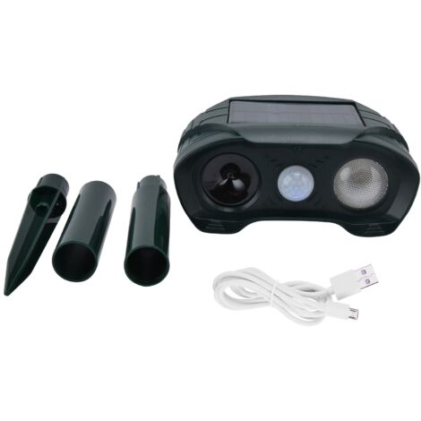 Répulsif ultrasonique pour animaux Répulsif solaire pour chats, chiens et souris pour jardin, garage, terrasse 5 V