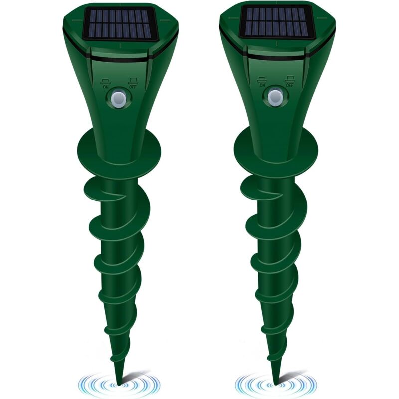 Répulsif ultrasonique pour taupes solaire, 3 modes, étanchéité IP65. Éloigne taupes, campagnols, spermophiles, serpents, marmottes. Pour