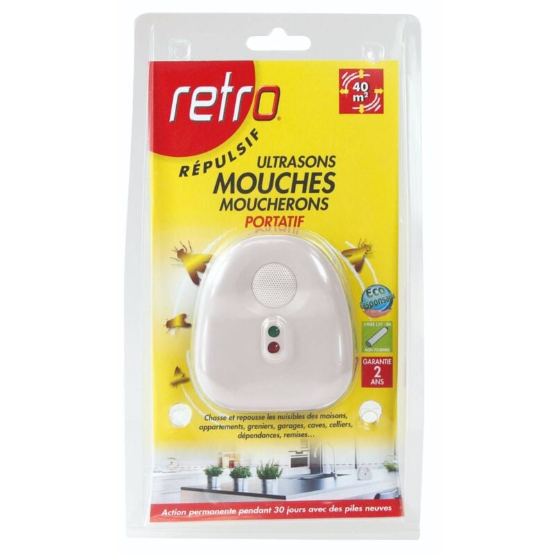 Acto - Répulsif ultrasons mouches – moucherons portatif - 40m²