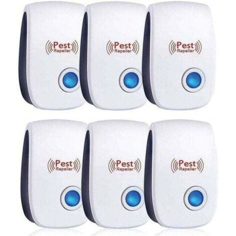 Repulsif Ultrasons, Ultrason Souris Lot de 6, Ultrason Souris et Rat Efficace Contre Souris,Rats,Mouches,Moustiques,Insectes Nuisibles,Araignées,Cafards, Sûr et Non Toxique
