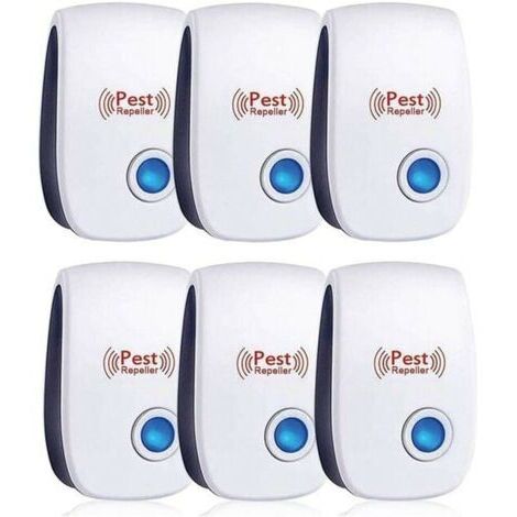 Repulsif Ultrasons, Ultrason Souris Lot de 6, Ultrason Souris et Rat Efficace Contre Souris,Rats,Mouches,Moustiques,Insectes Nuisibles,Araignées,Cafards, Sûr et Non Toxique