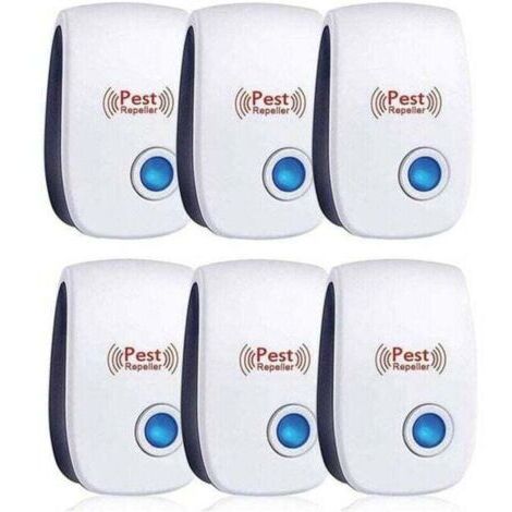 Repulsif Ultrasons, Ultrason Souris Lot de 6, Ultrason Souris et Rat Efficace Contre Souris,Rats,Mouches,Moustiques,Insectes Nuisibles,Araignées,Cafards, Sûr et Non Toxique