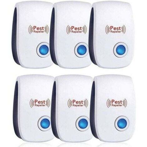 Repulsif Ultrasons, Ultrason Souris Lot de 6, Ultrason Souris et Rat Efficace Contre Souris,Rats,Mouches,Moustiques,Insectes Nuisibles,Araignées,Cafards, Sûr et Non Toxique