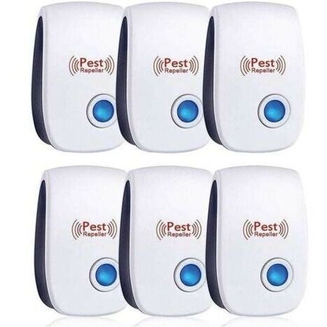 Repulsif Ultrasons, Ultrason Souris Lot de 6, Ultrason Souris et Rat Efficace Contre Souris,Rats,Mouches,Moustiques,Insectes Nuisibles,Araignées,Cafards, Sûr et Non Toxique