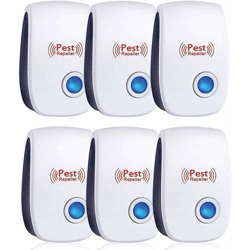 Repulsif Ultrasons, Ultrason Souris Lot de 6, Ultrason Souris et Rat Efficace Contre Souris,Rats,Mouches,Moustiques,Insectes