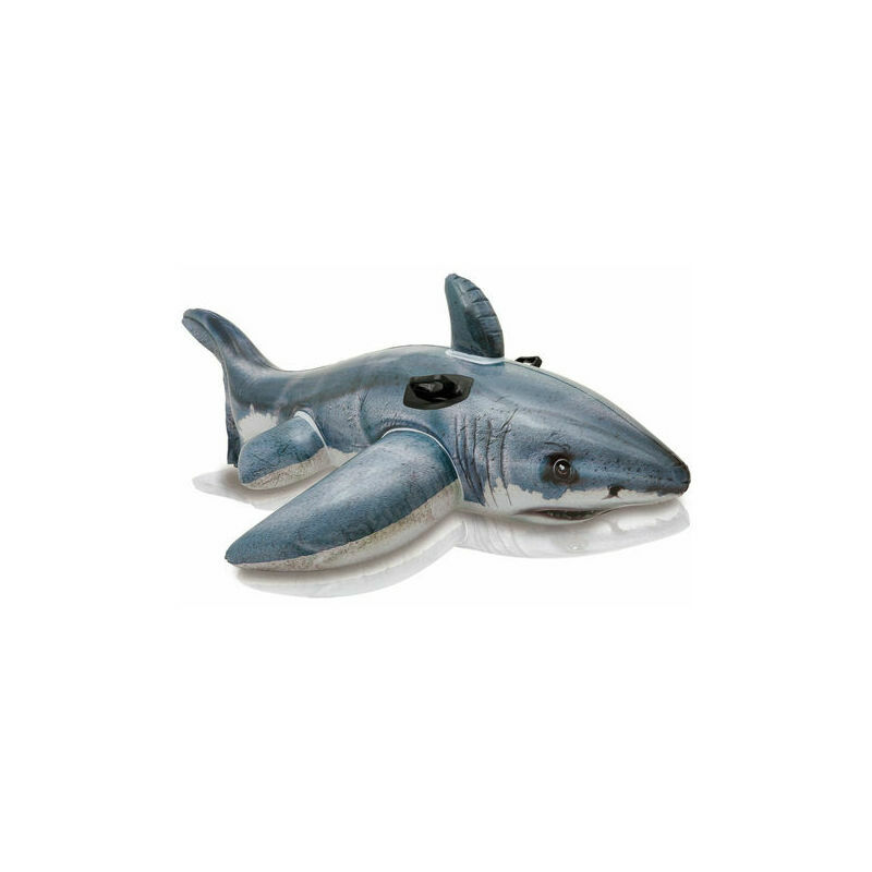 Requin blanc gonflable à chevaucher - Gris