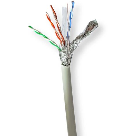 Reseau cable rouleau cat6 souple sftp cuivre nu 3050 m interieur rond lszh gris boite